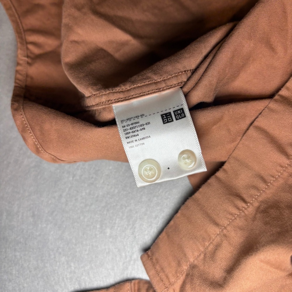 Uniqlo Men's Brown 100% Cotton Button-Up Shirt S Dual Chest Pockets - Picture 12 of 16
